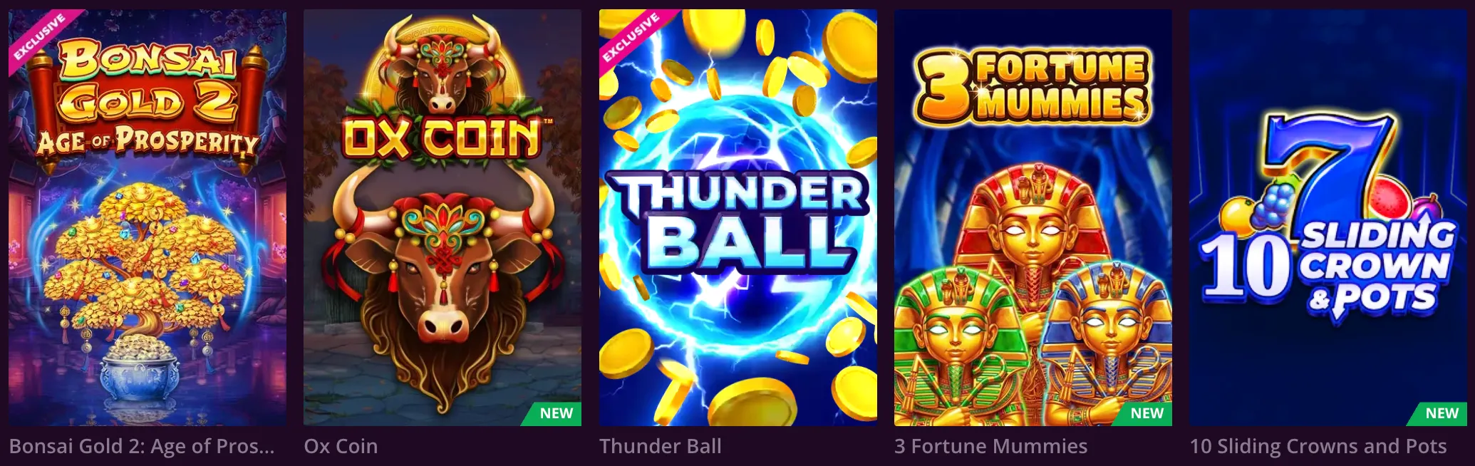 Catalogue de jeux Malina Casino